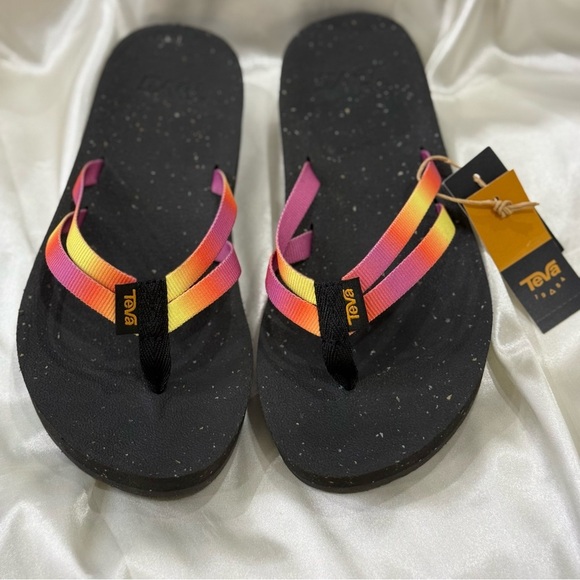 Teva Reflip Strappy Gradiate Sandal Thong Rainbow Flip Flop Black Size 7 New - Picture 6 of 14